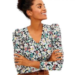 LOFT Puff Sleeve Floral Shirt